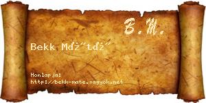 Bekk Máté névjegykártya