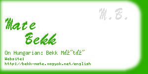 mate bekk business card